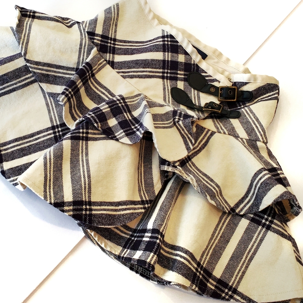 Ralph Lauren Plaid Skirt with buckles black white